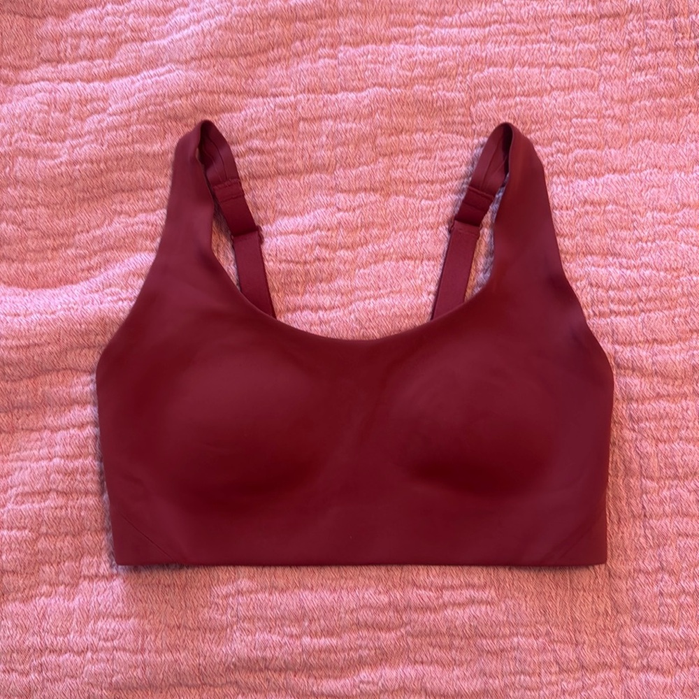 lululemon in alignment straight strap bra in mulled wine